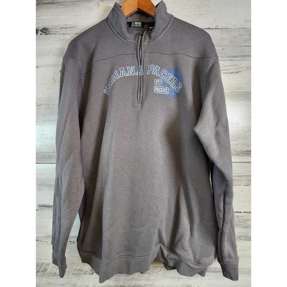 Big Cotton Indiana Pacers Sweatshirt Mens XXL Gray 1/4‎ Zip Pullover Graphic